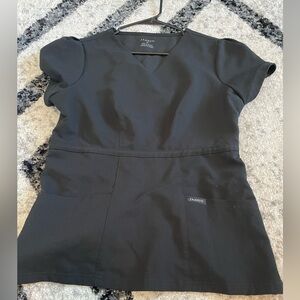 JAANUU Medium Black Peplum 2-Pocket Scrub Top